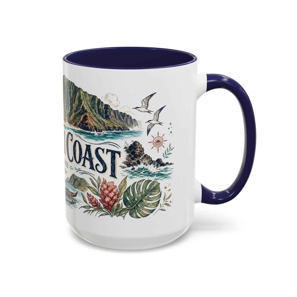 Na Pali Coast Mug, Hawaii Travel Souvenir, Bucket List Gift, Accent Ceramic Coffee Mug 11oz 15oz