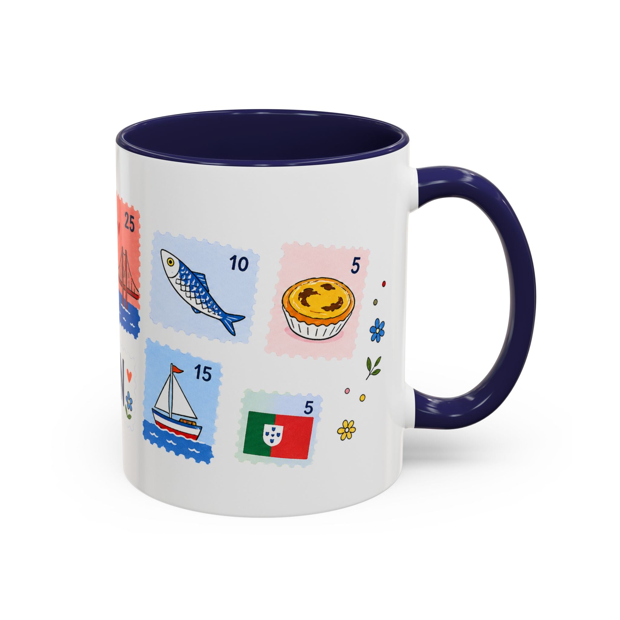 Lisbon Coffee Mug | Postage Stamp Collage Mug | Travel Souvenir Accent Cup 11oz 15oz