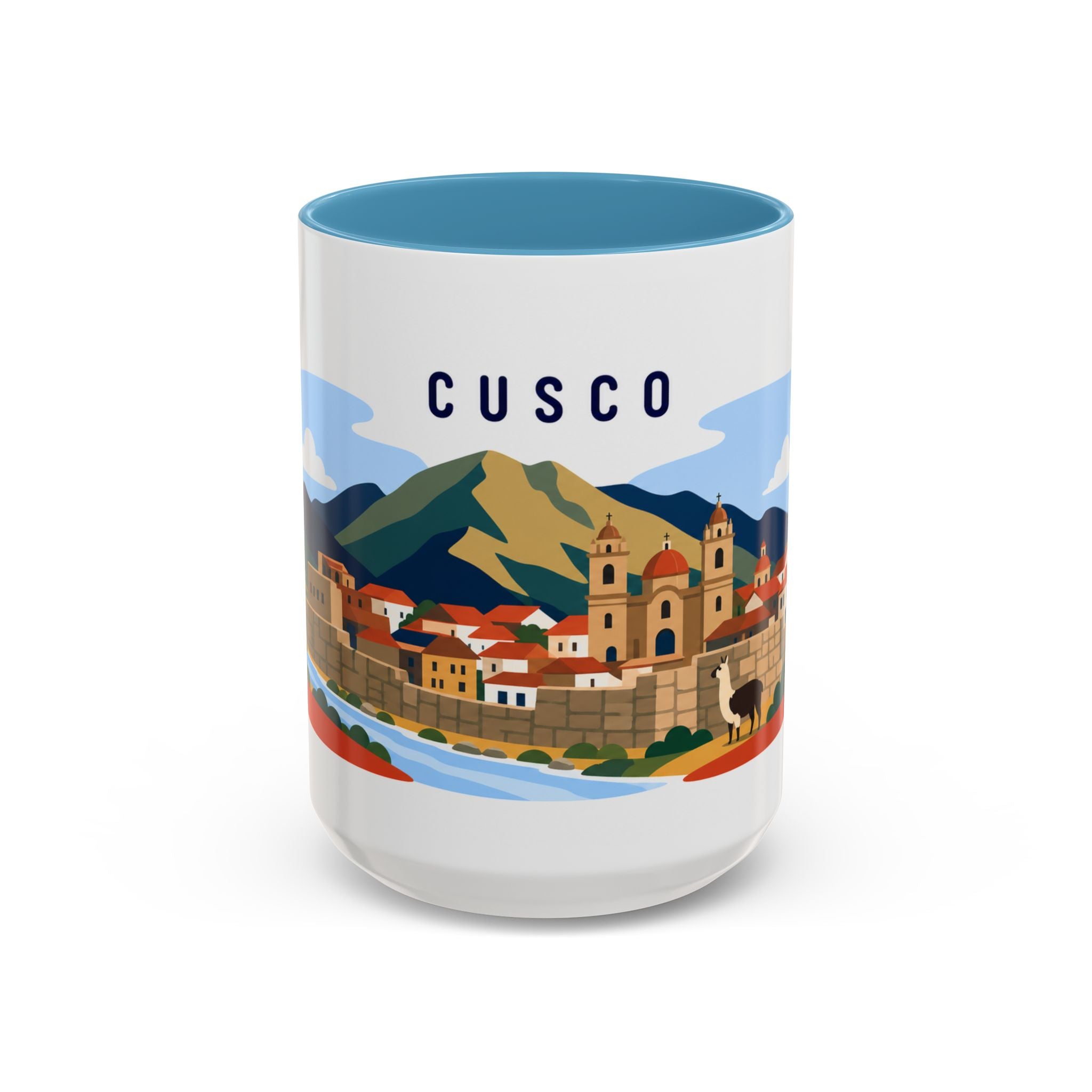 Cusco Coffee Mug | Travel Destination Souvenir Gift | Accent Color Ceramic 11oz 15oz