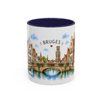 Bruges Illustrated Travel Mug | Belgium Souvenir Accent Coffee Mug | 11oz 15oz Ceramic Cup