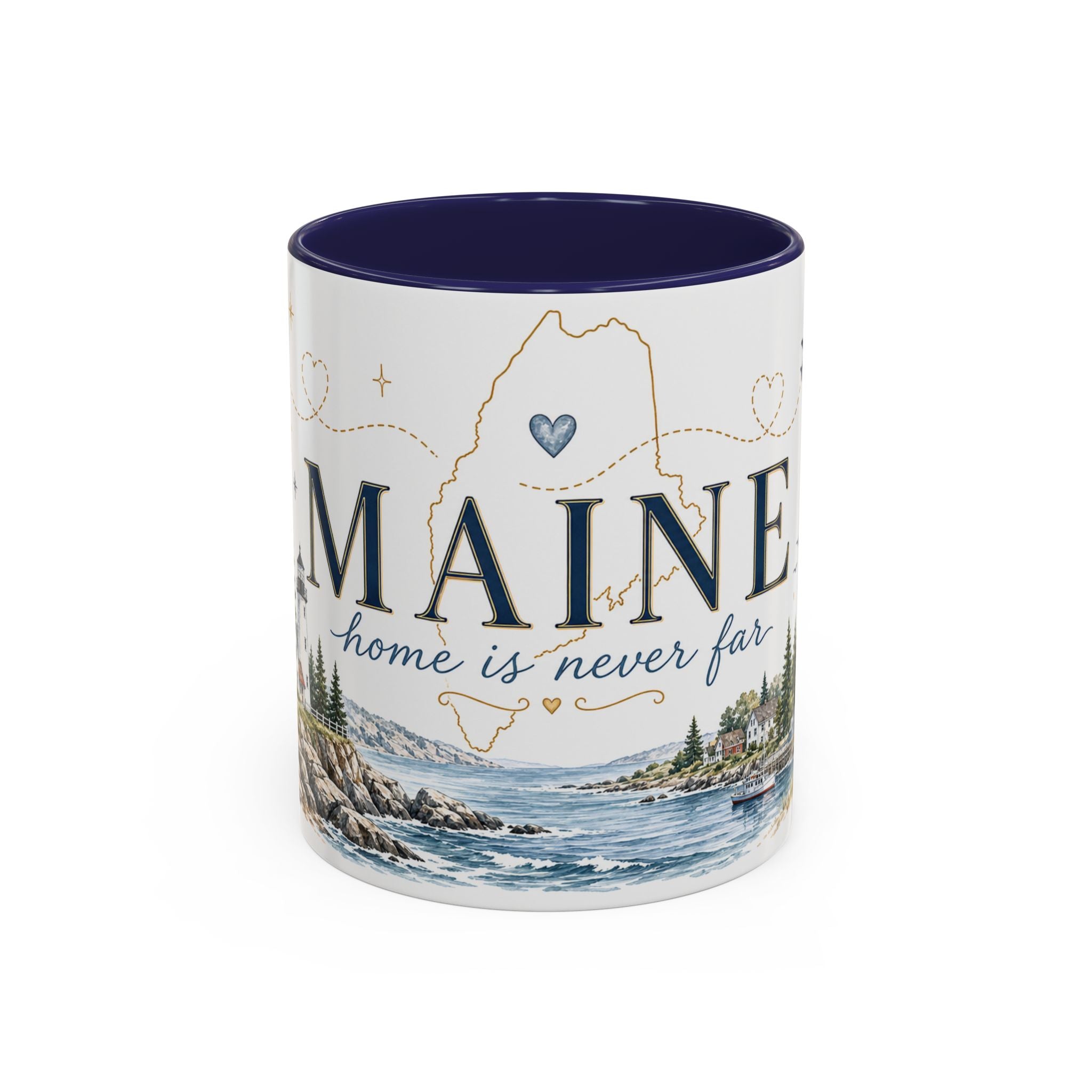 Maine State Mug | Moving Away, Long Distance Friendship Gift | 11oz 15oz Accent Mug