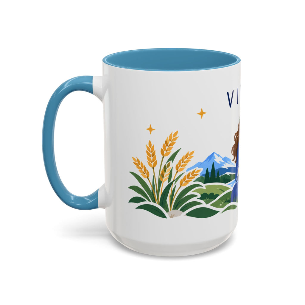 Virgo Zodiac Coffee Mug | Maiden and Wheat Design | Astrology Birthday Gift | 11 oz 15 oz Ceramic Accent Mug