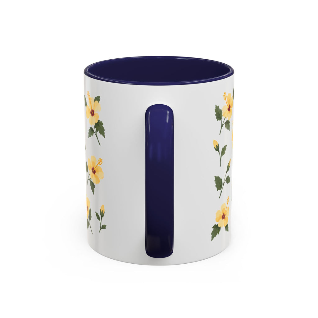 Hawaii Yellow hibiscus Mug, State Flower Floral Coffee Cup, 11oz Botanical Gift