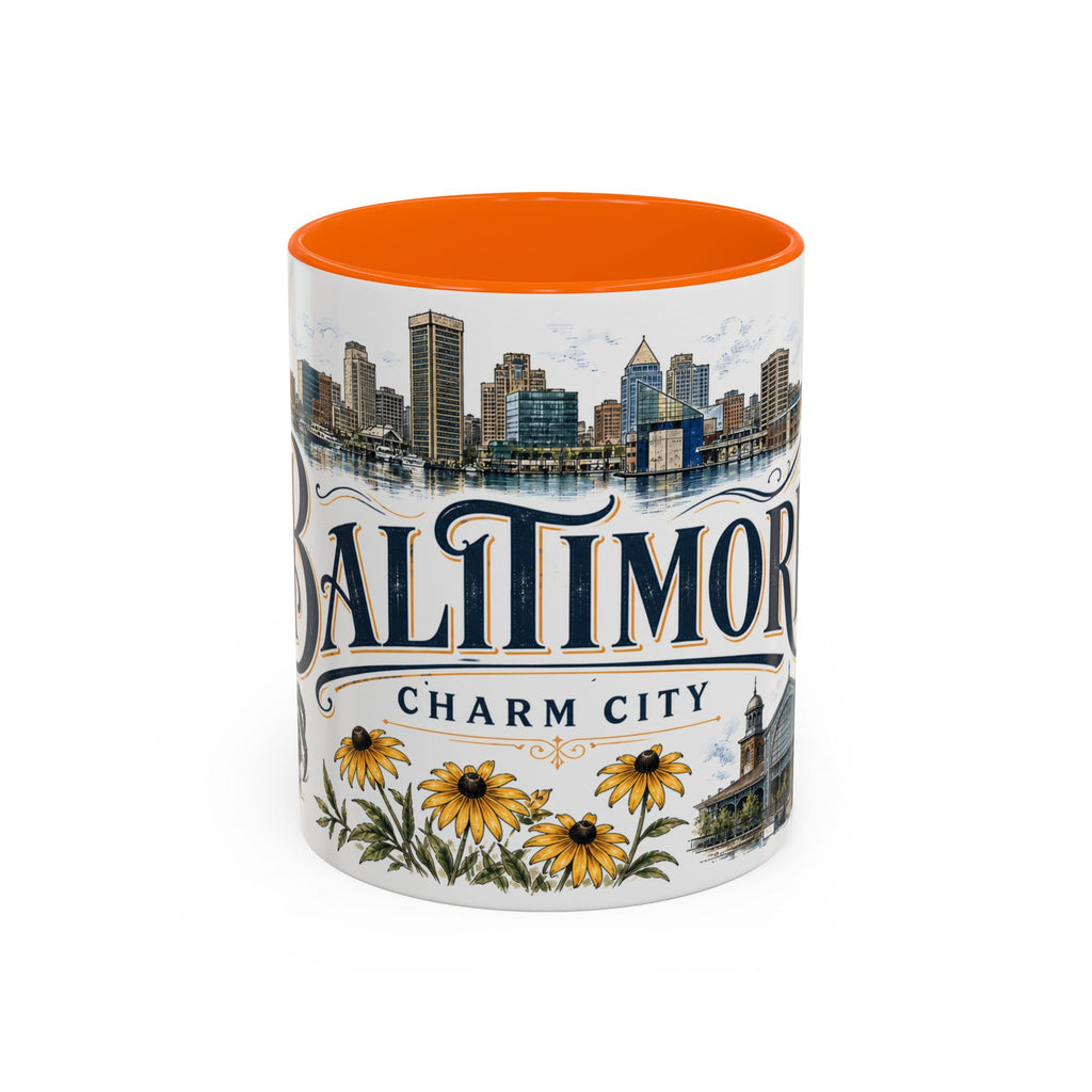 Baltimore Coffee Mug | United States Travel Souvenir | Vintage Illustrated City Gift | 11 oz 15 oz Accent Mug