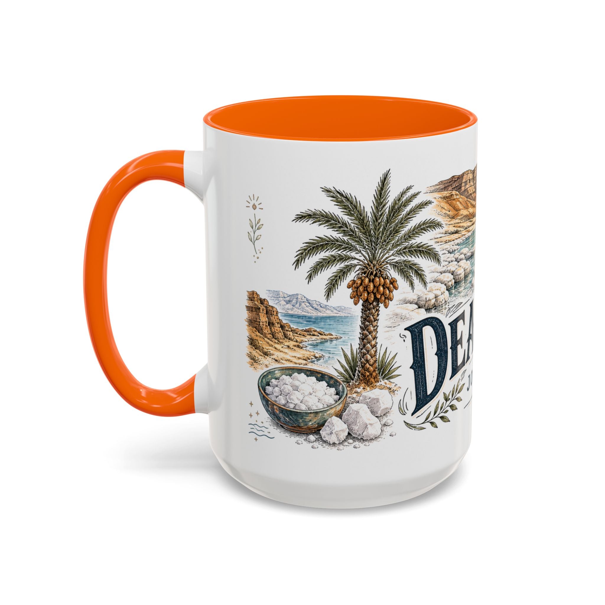 Dead Sea Mug, Jordan Travel Souvenir, Bucket List Gift, Accent Ceramic Coffee Mug 11oz 15oz