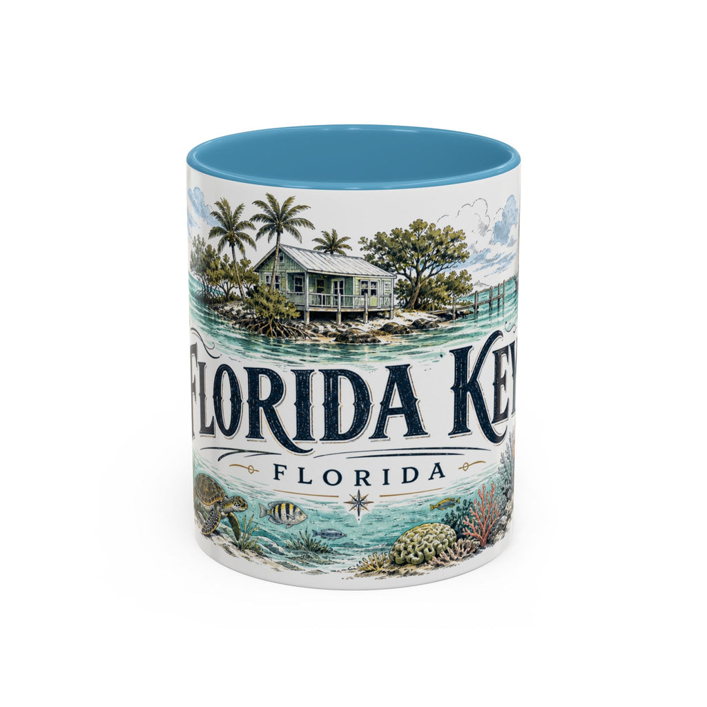Florida Keys Mug, Florida Travel Souvenir, Bucket List Gift, Accent Ceramic Coffee Mug 11oz 15oz