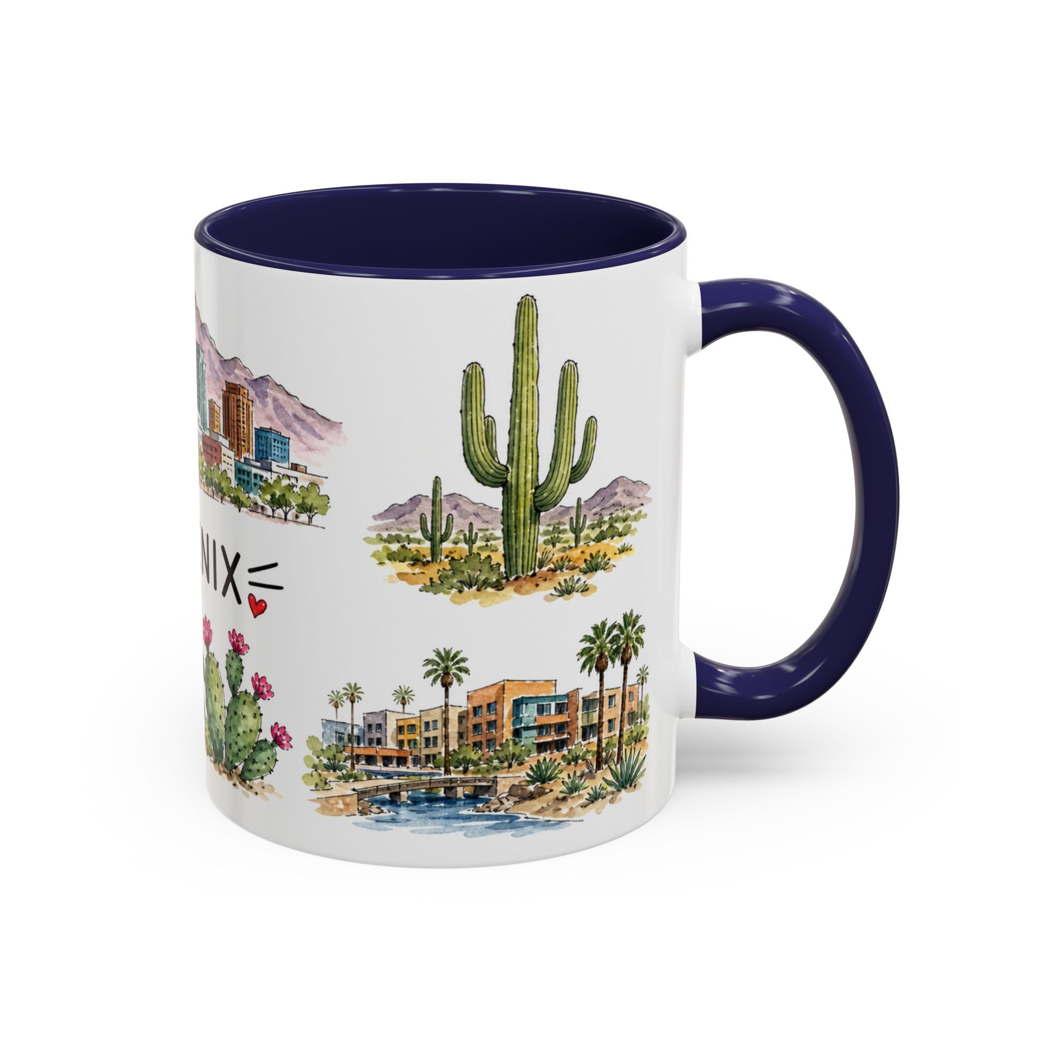 Phoenix Illustrated Travel Mug | City Souvenir Accent Coffee Mug | 11oz 15oz Ceramic Cup