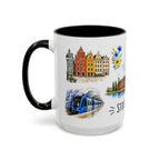 Stockholm Illustrated Travel Mug | City Souvenir Accent Coffee Mug | 11oz 15oz Ceramic Cup