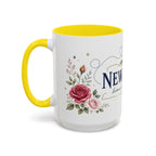 New York State Map Mug | Botanical Rose Accents, Long Distance Friendship Gift