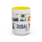 Dubai Coffee Mug | Postage Stamp Collage Mug | Travel Souvenir Accent Cup 11oz 15oz
