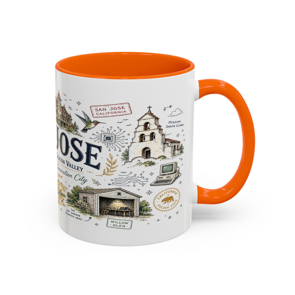 San Jose Coffee Mug | California Souvenir City Gift | Accent Color Ceramic 11oz 15oz