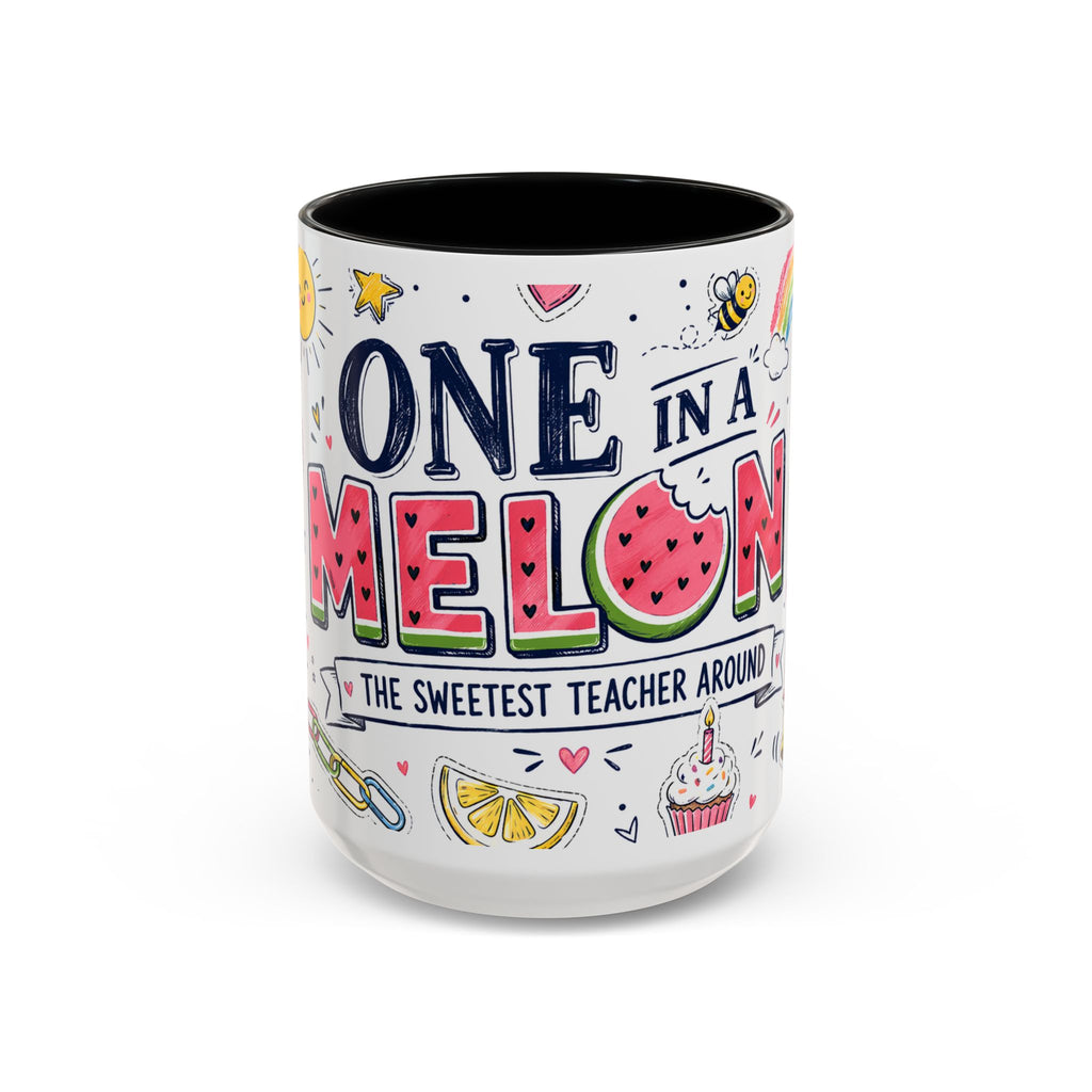 One in a Melon Coffee Mug | Sweetest Teacher Appreciation Gift | Accent Color Ceramic 11oz 15oz