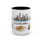Cleveland Illustrated Travel Mug | City Souvenir Accent Coffee Mug | 11oz 15oz Ceramic Cup