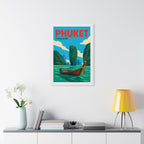 Phuket Thailand Framed Poster | Vintage Travel Wall Art | Black Walnut White Frame | 16x24 20x30