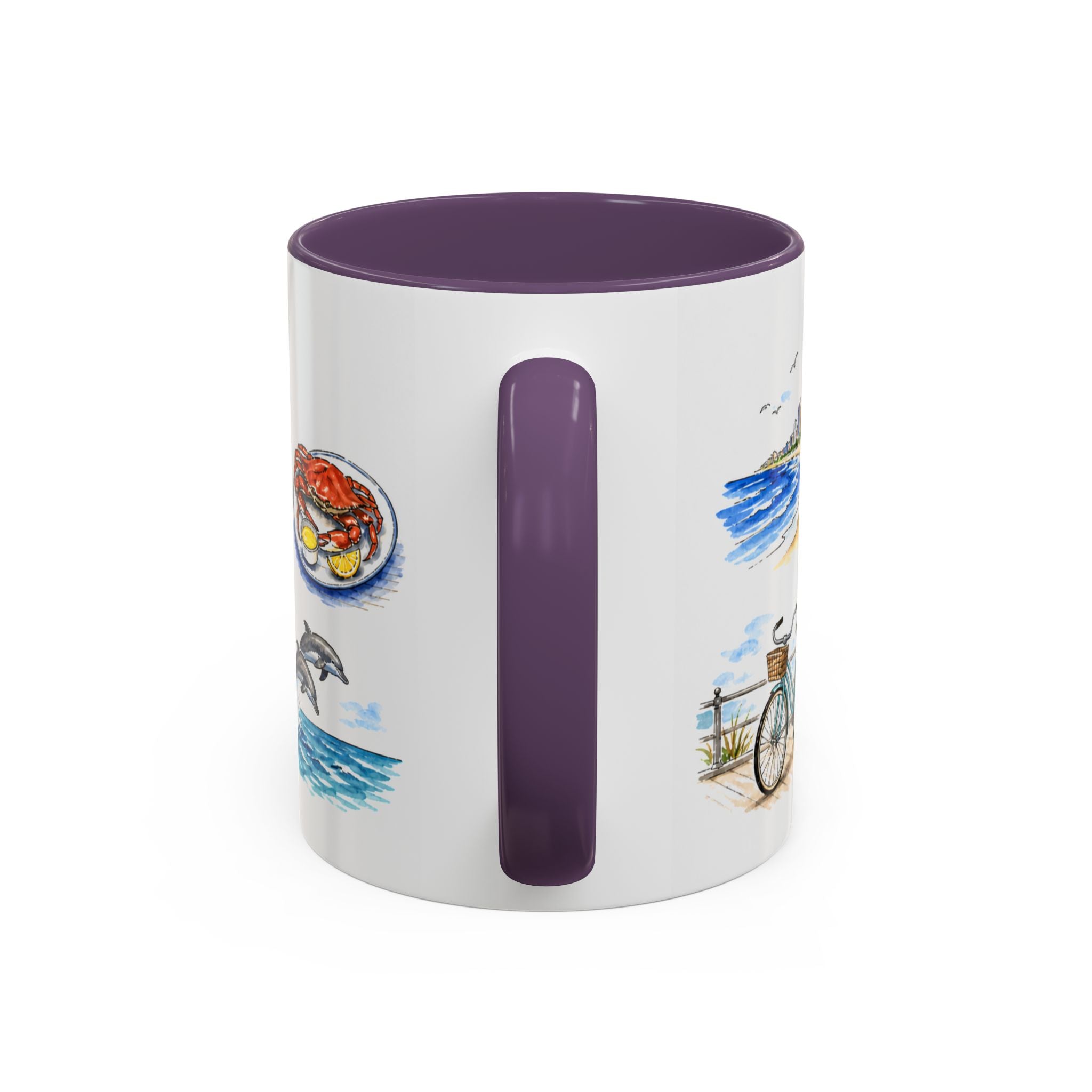 Virginia Beach Illustrated Travel Mug | City Souvenir Accent Coffee Mug | 11oz 15oz Ceramic Cup