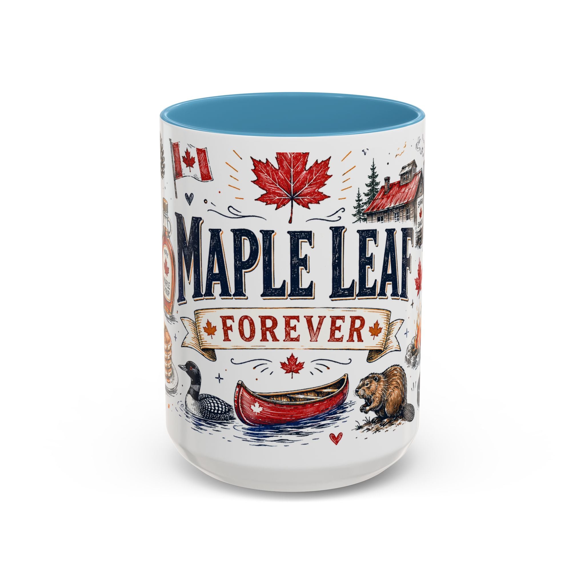 Maple Leaf Forever Coffee Mug | Canadian Pride Gift | Accent Color Ceramic 11oz 15oz