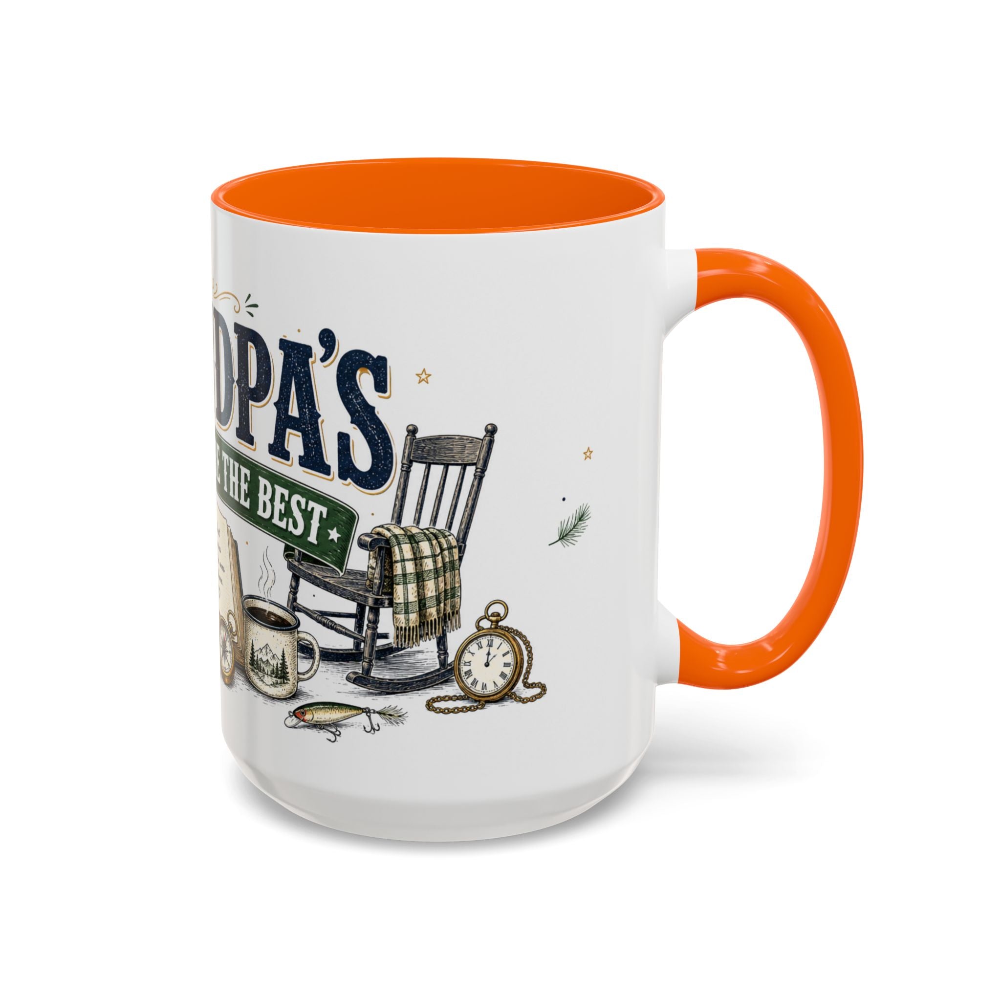 Grandpa's Stories Are The Best Coffee Mug | Gift From Grandkids | Accent Color Ceramic 11oz 15oz