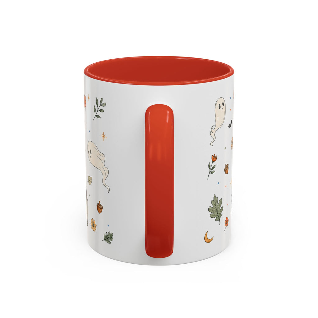 Floral Pumpkin Halloween Mug | Friendly Ghost Watercolor Gift | Accent Cup 11oz 15oz