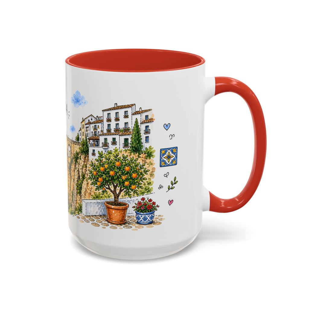 Ronda Illustrated Travel Mug | Spain Souvenir Accent Coffee Mug | 11oz 15oz Ceramic Cup