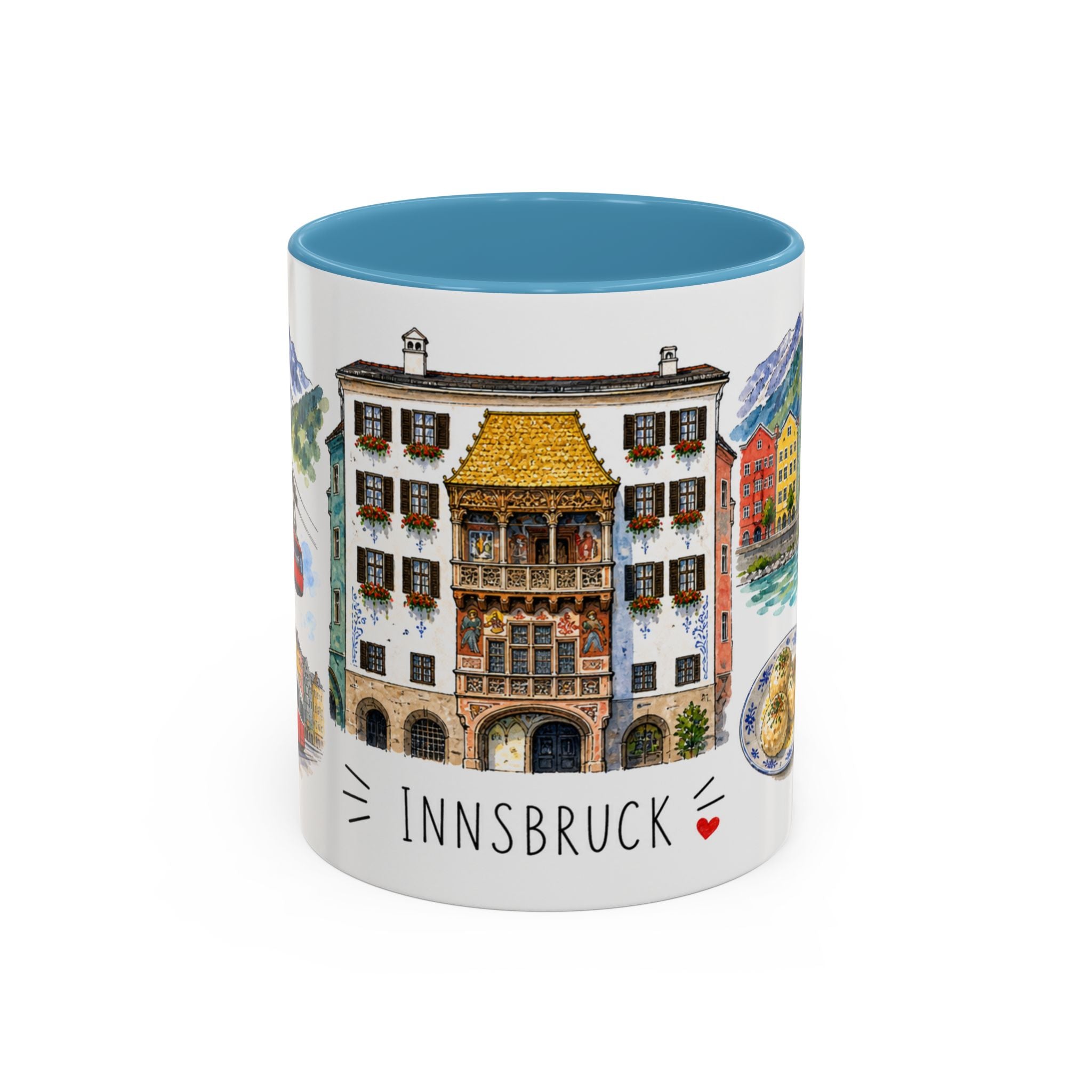Innsbruck Illustrated Travel Mug | City Souvenir Accent Coffee Mug | 11oz 15oz Ceramic Cup