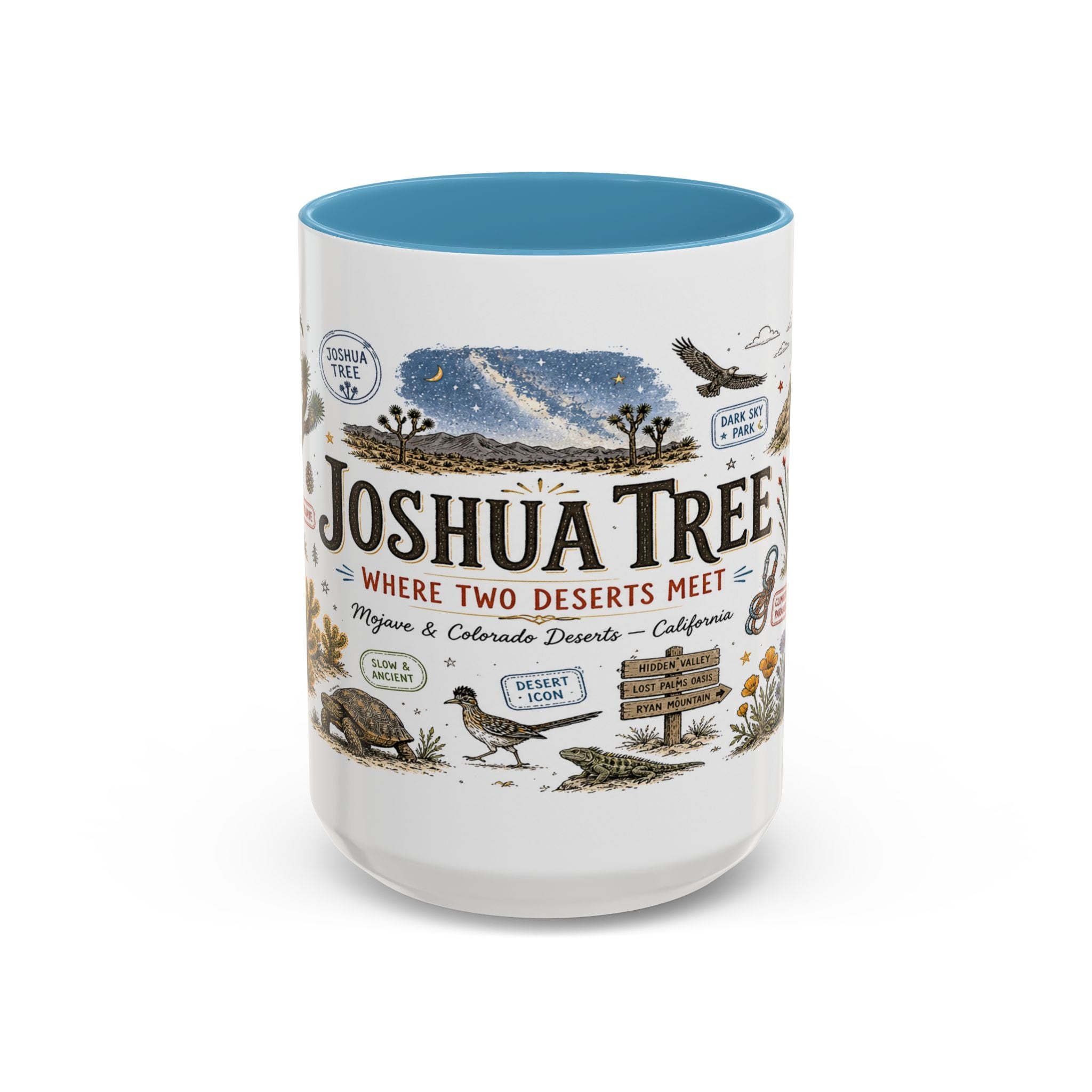 Joshua Tree Coffee Mug | National Park Desert Camping Gift | Accent Color Ceramic 11oz 15oz