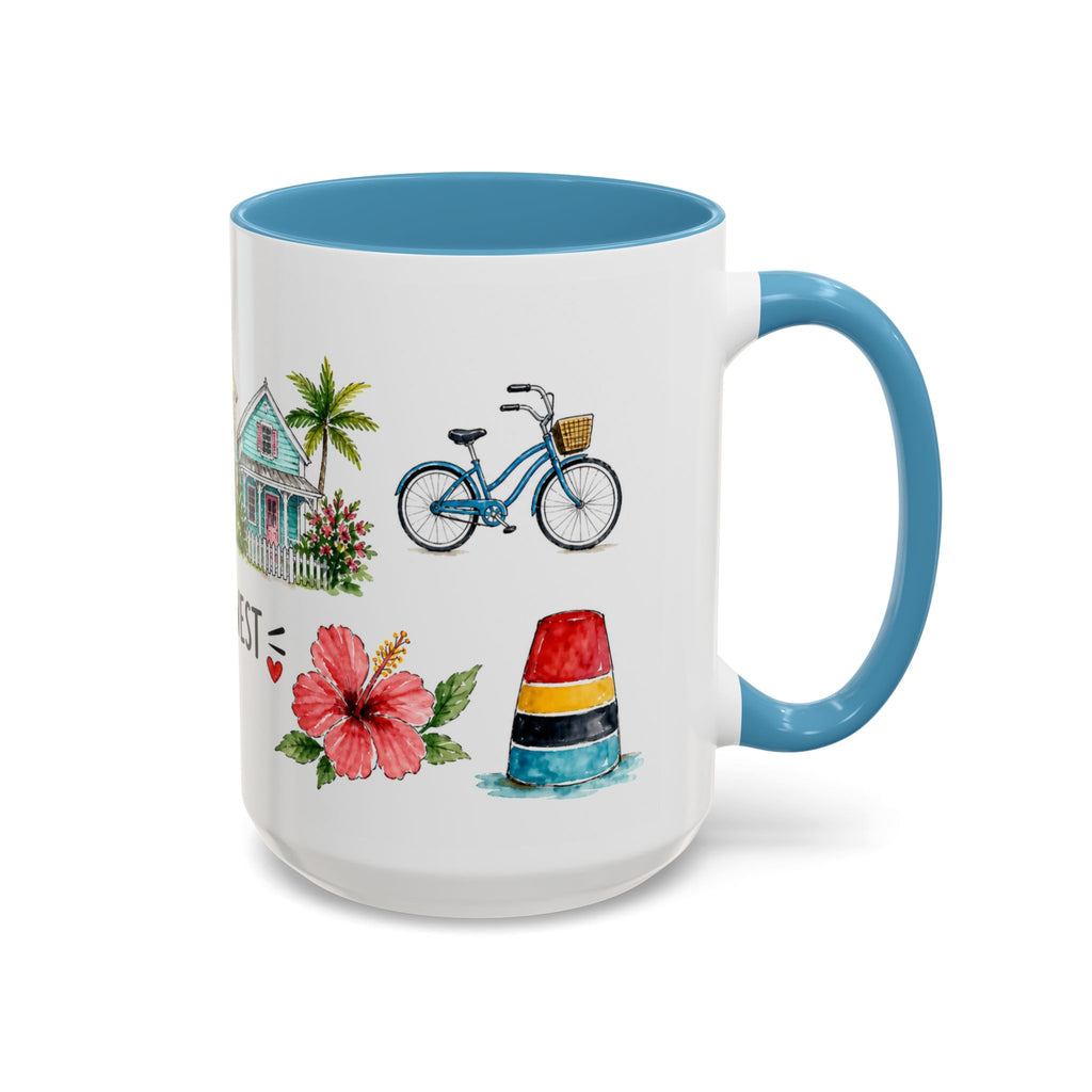 Key West Illustrated Travel Mug | City Souvenir Accent Coffee Mug | 11oz 15oz Ceramic Cup