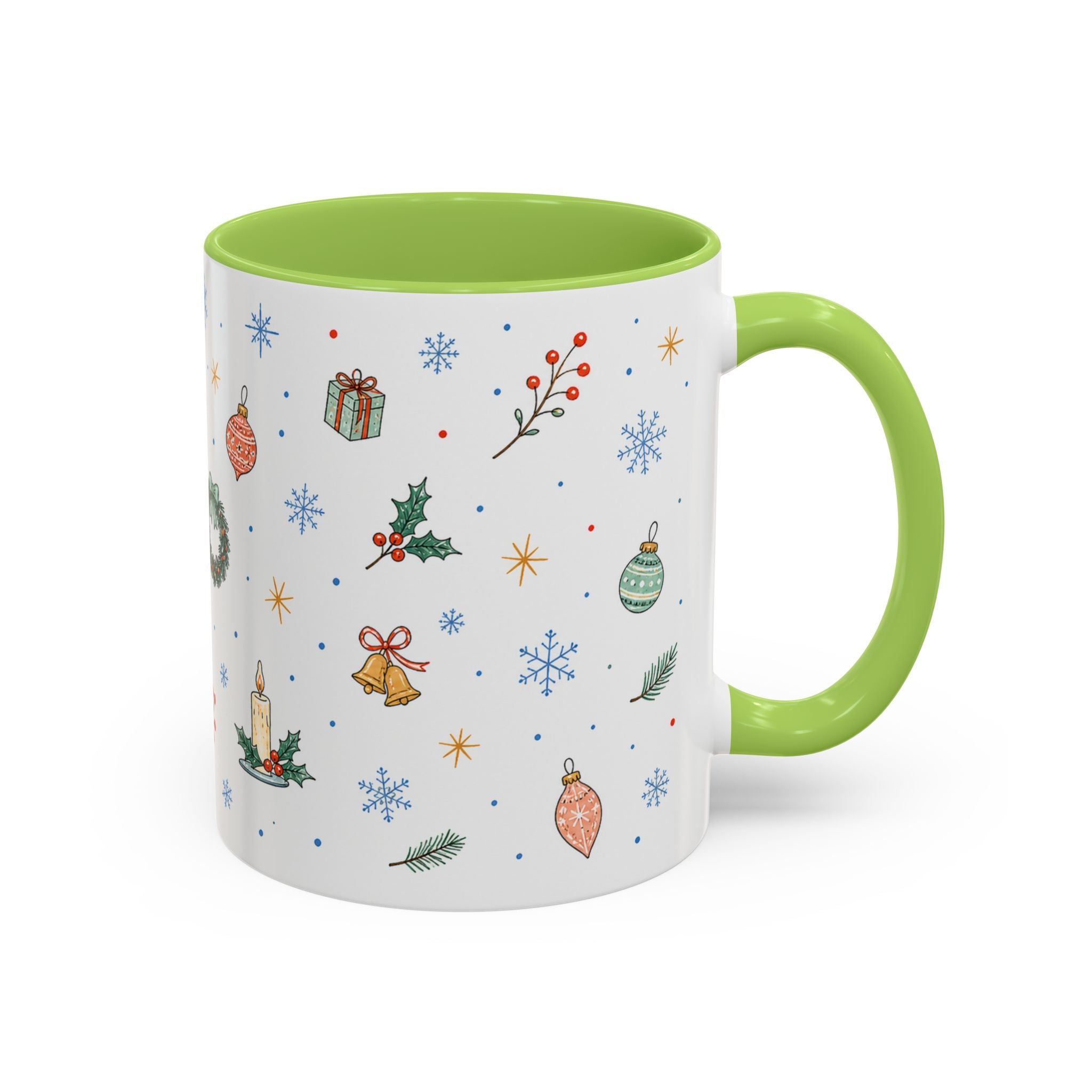 Christmas Ornament Mug | Snowflake Watercolor Holiday Gift | Accent Cup 11oz 15oz