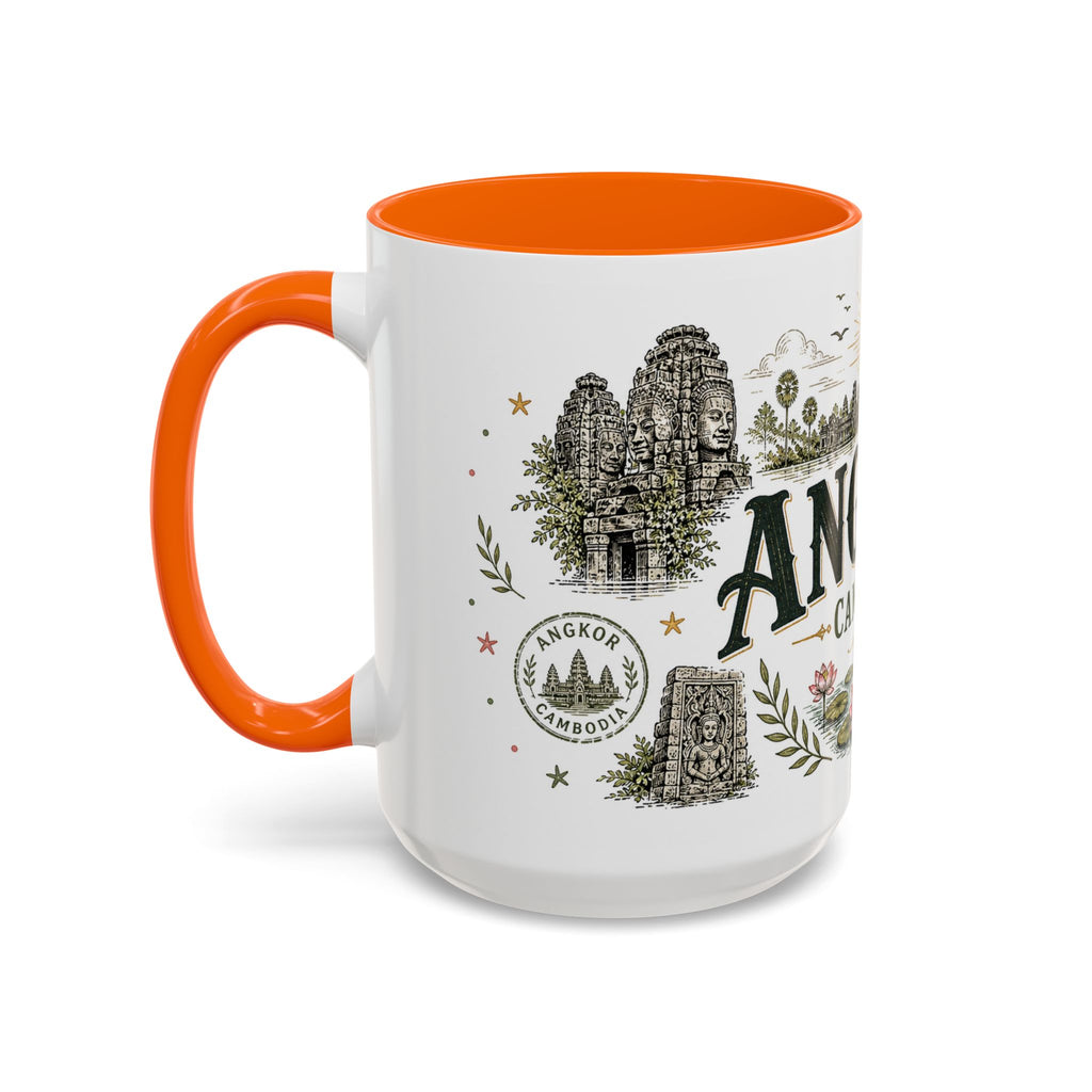 Angkor Coffee Mug | Travel Destination Souvenir Gift | Accent Color Ceramic 11oz 15oz