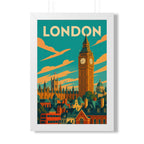 London Big Ben United Kingdom Framed Poster | Vintage Travel Wall Art | Black Walnut White Frame | 16x24 20x30