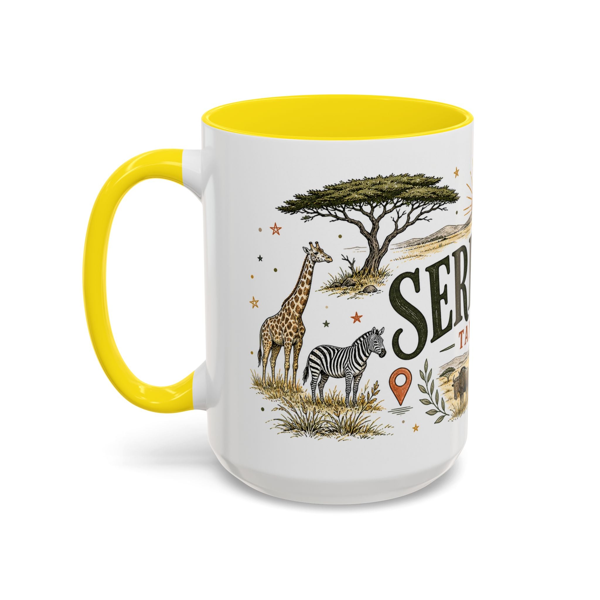 Serengeti Coffee Mug | Travel Destination Souvenir Gift | Accent Color Ceramic 11oz 15oz