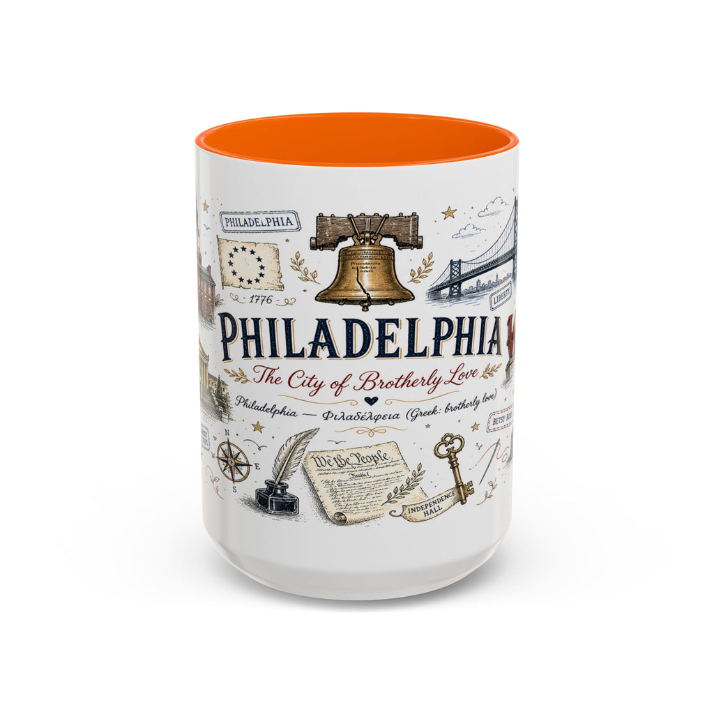 Philadelphia Coffee Mug | Pennsylvania Souvenir City Gift | Accent Color Ceramic 11oz 15oz