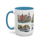 Ghent Illustrated Travel Mug | City Souvenir Accent Coffee Mug | 11oz 15oz Ceramic Cup
