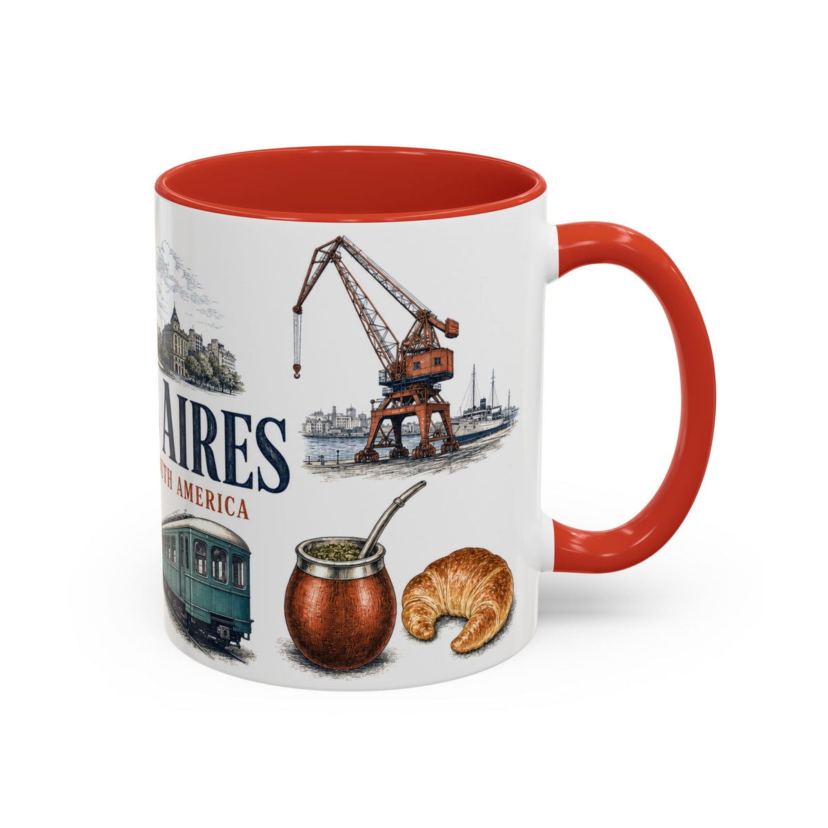 Buenos Aires Coffee Mug | Argentina Travel Souvenir | Vintage Illustrated City Gift | 11 oz 15 oz Accent Mug