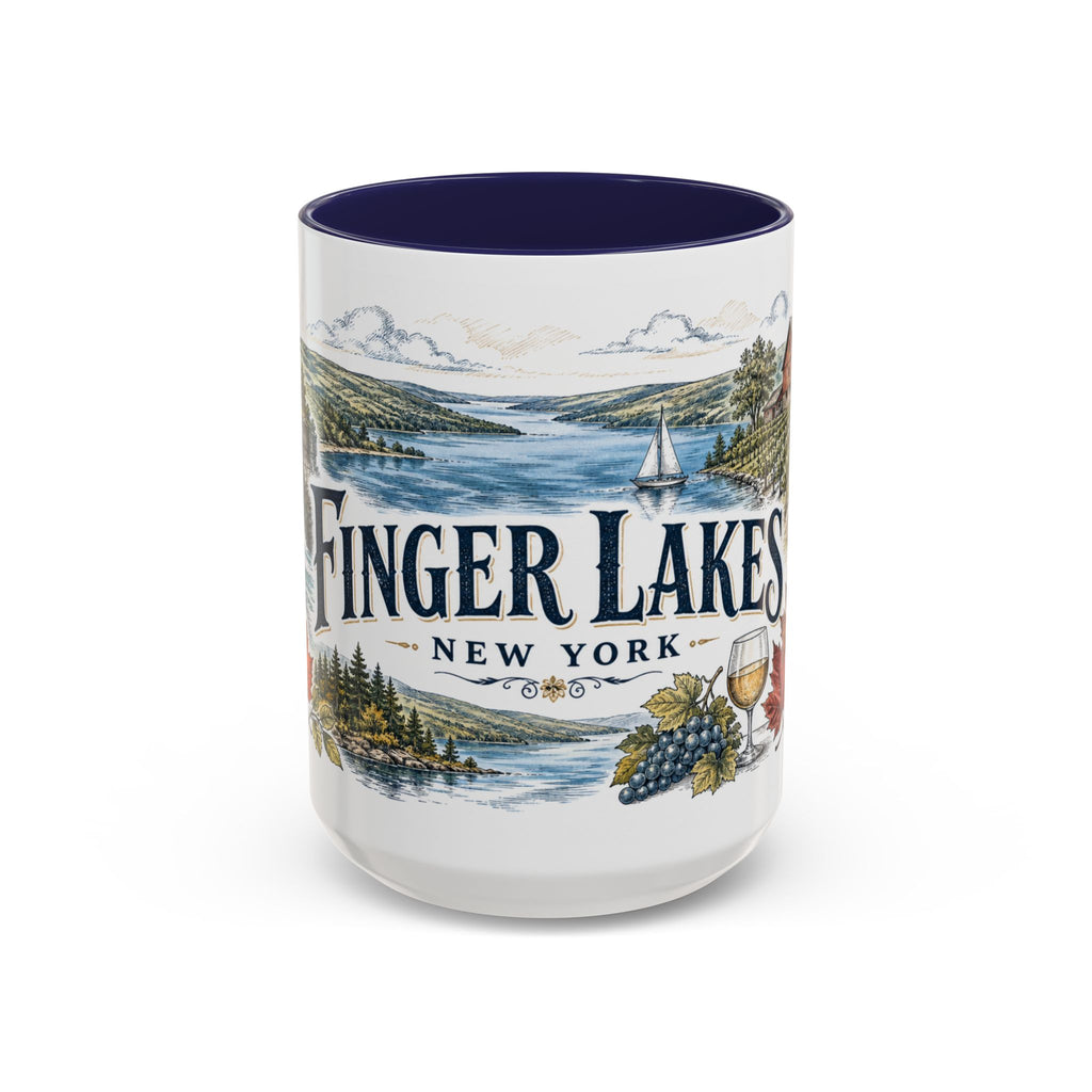 Finger Lakes Mug, New York Travel Souvenir, Bucket List Gift, Accent Ceramic Coffee Mug 11oz 15oz