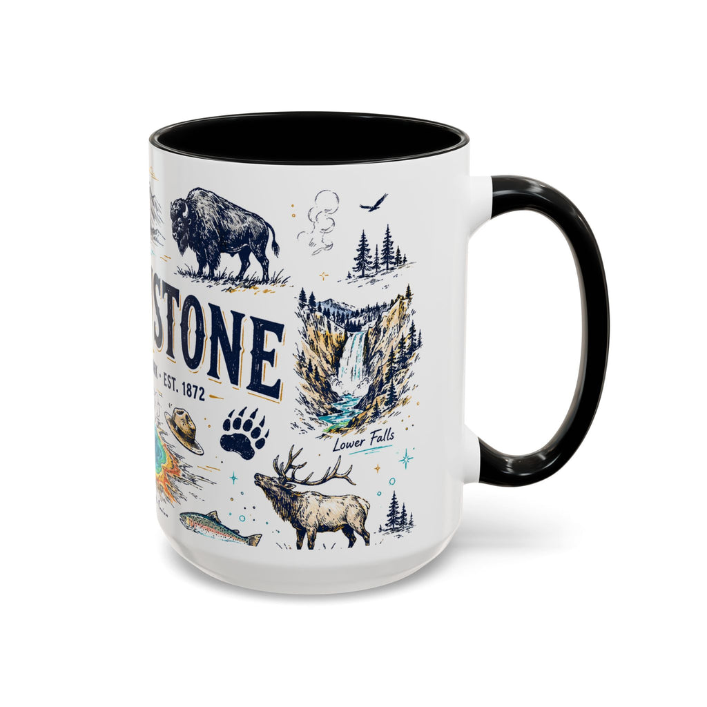 Yellowstone National Park Coffee Mug | Hiking Camping Nature Gift | Accent Color Ceramic 11oz 15oz