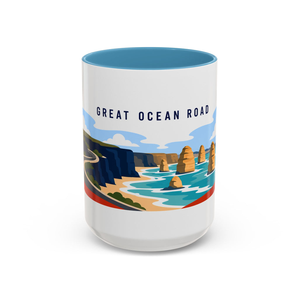 Great Ocean Road Coffee Mug | Travel Destination Souvenir Gift | Accent Color Ceramic 11oz 15oz