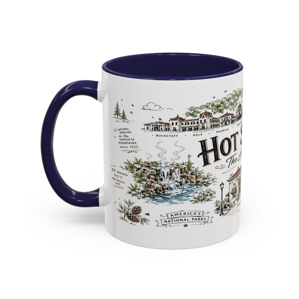 Hot Springs National Park Coffee Mug | Arkansas Thermal Spring Spa Gift | Accent Color Ceramic 11oz 15oz