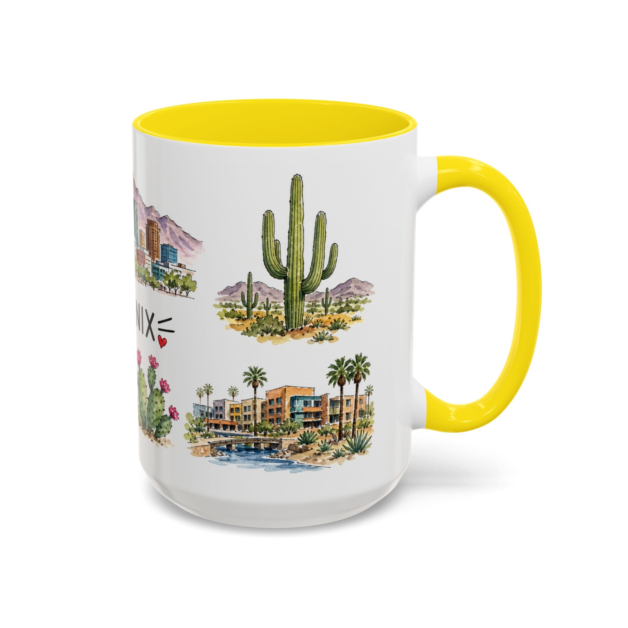 Phoenix Illustrated Travel Mug | City Souvenir Accent Coffee Mug | 11oz 15oz Ceramic Cup
