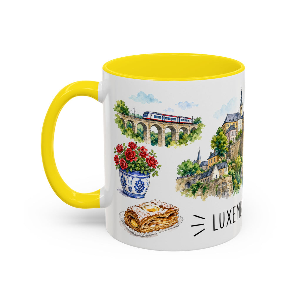 Luxembourg City Illustrated Travel Mug | City Souvenir Accent Coffee Mug | 11oz 15oz Ceramic Cup