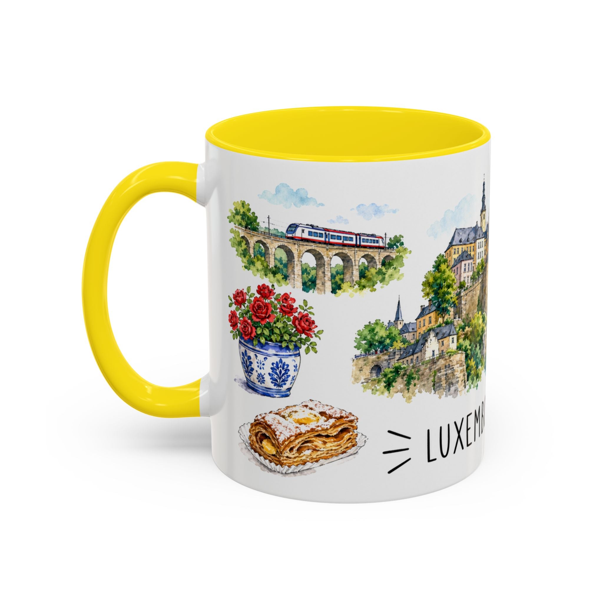 Luxembourg City Illustrated Travel Mug | City Souvenir Accent Coffee Mug | 11oz 15oz Ceramic Cup