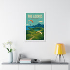 Azores Portugal Framed Poster | Vintage Travel Wall Art | Black Walnut White Frame | 16x24 20x30