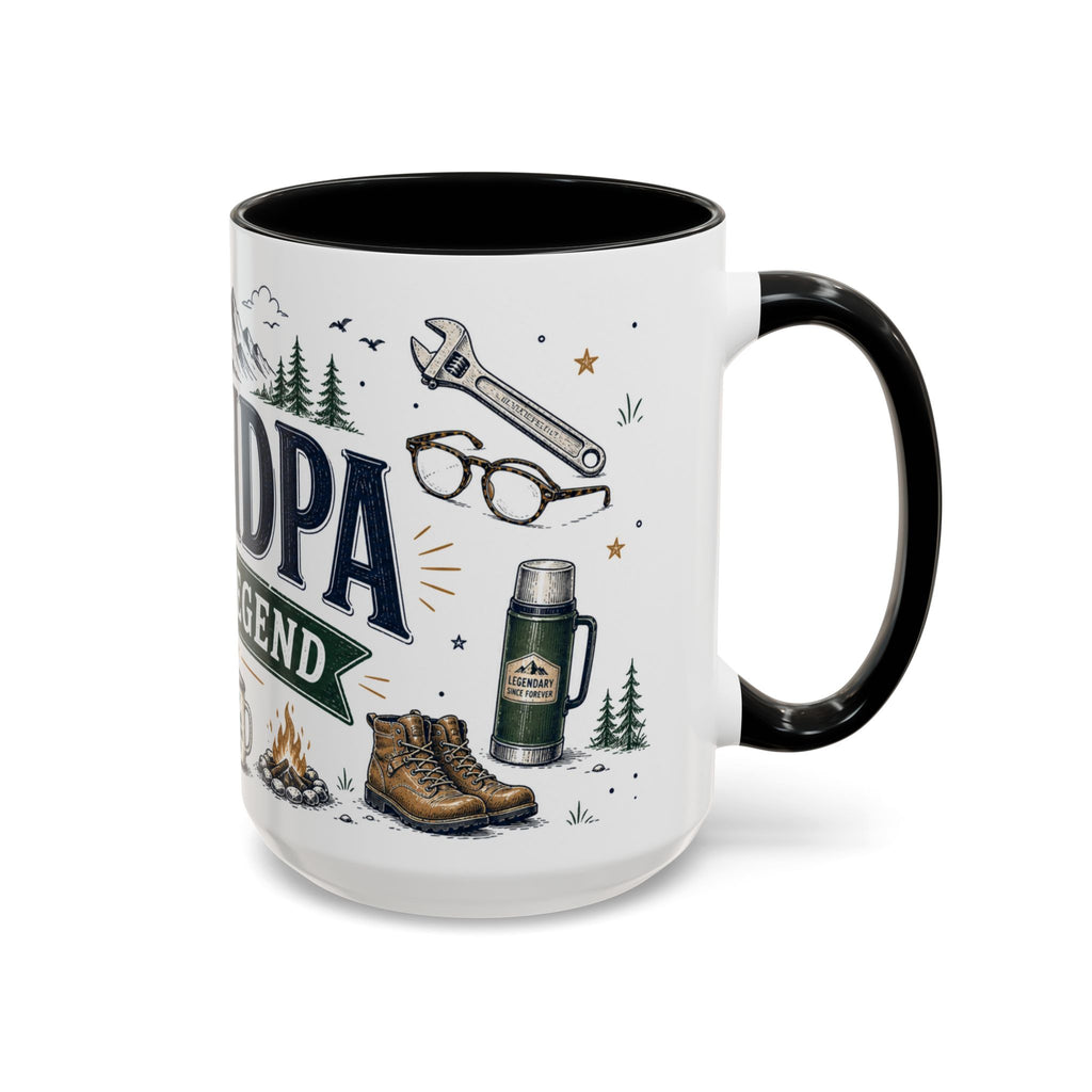 Grandpa The Legend Coffee Mug | Gift From Grandkids | Accent Color Ceramic 11oz 15oz