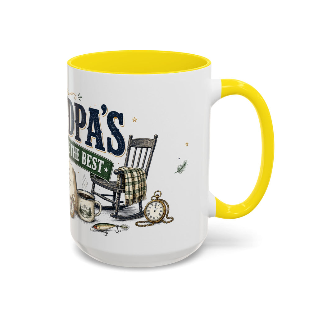 Grandpa's Stories Are The Best Coffee Mug | Gift From Grandkids | Accent Color Ceramic 11oz 15oz
