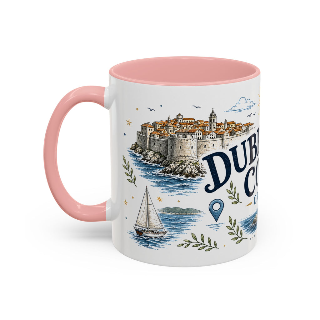 Dubrovnik Coast Coffee Mug | Travel Destination Souvenir Gift | Accent Color Ceramic 11oz 15oz
