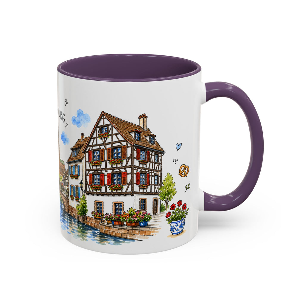 Strasbourg Illustrated Travel Mug | France Souvenir Accent Coffee Mug | 11oz 15oz Ceramic Cup