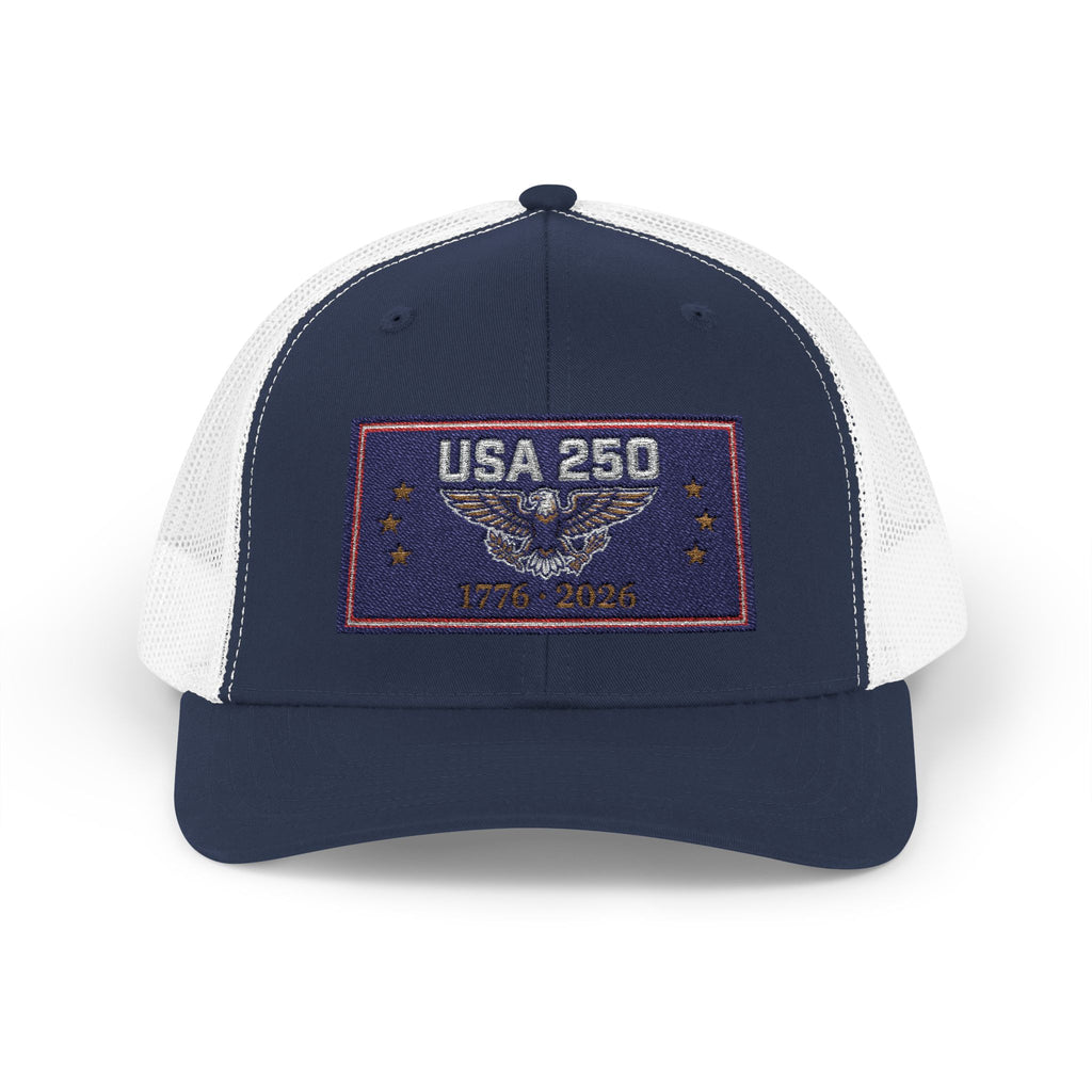 USA 250 Snapback Trucker Cap | American Semiquincentennial Hat | Patriotic Eagle Baseball Cap | 1776-2026 Anniversary Gift