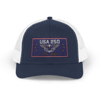 USA 250 Snapback Trucker Cap | American Semiquincentennial Hat | Patriotic Eagle Baseball Cap | 1776-2026 Anniversary Gift