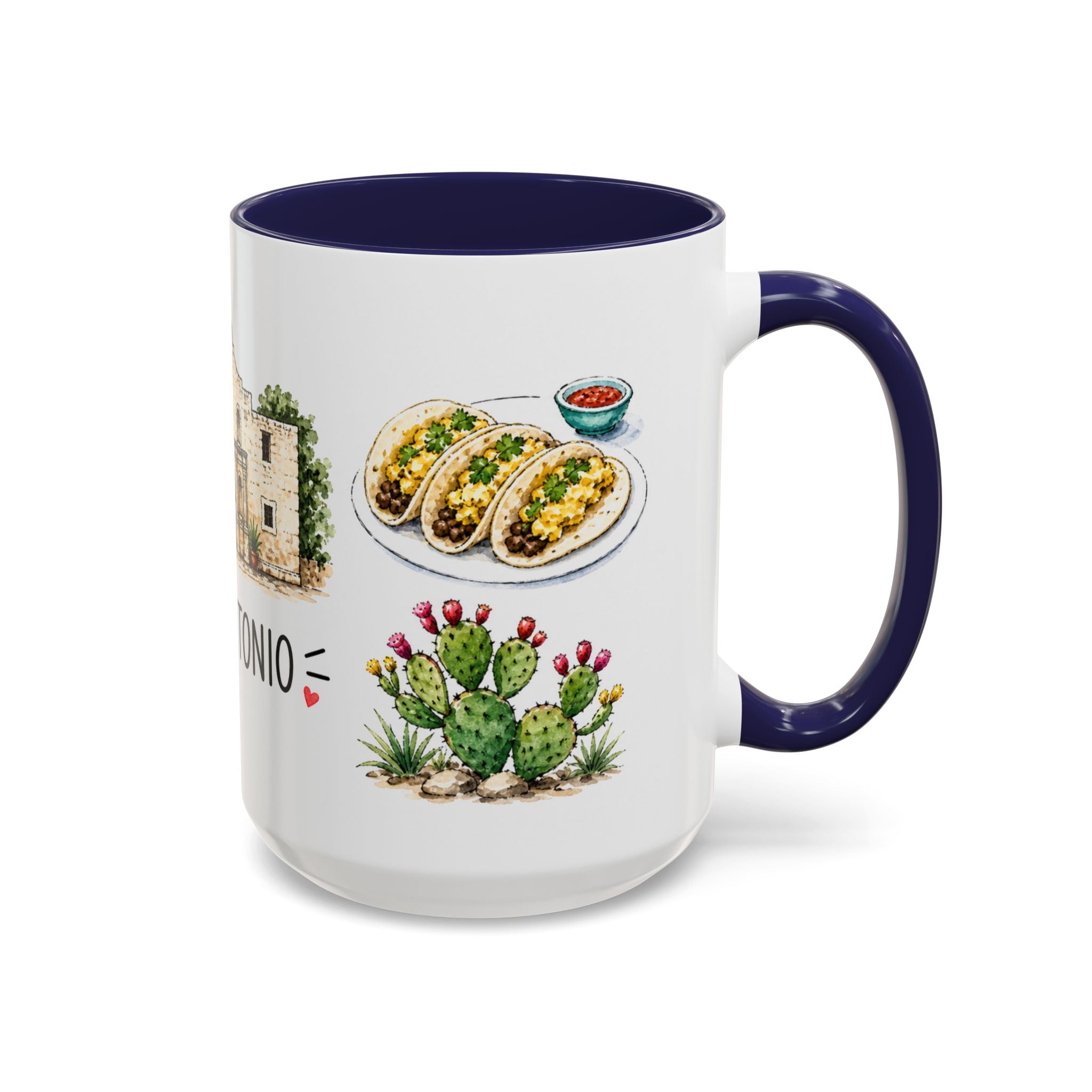 San Antonio Illustrated Travel Mug | City Souvenir Accent Coffee Mug | 11oz 15oz Ceramic Cup