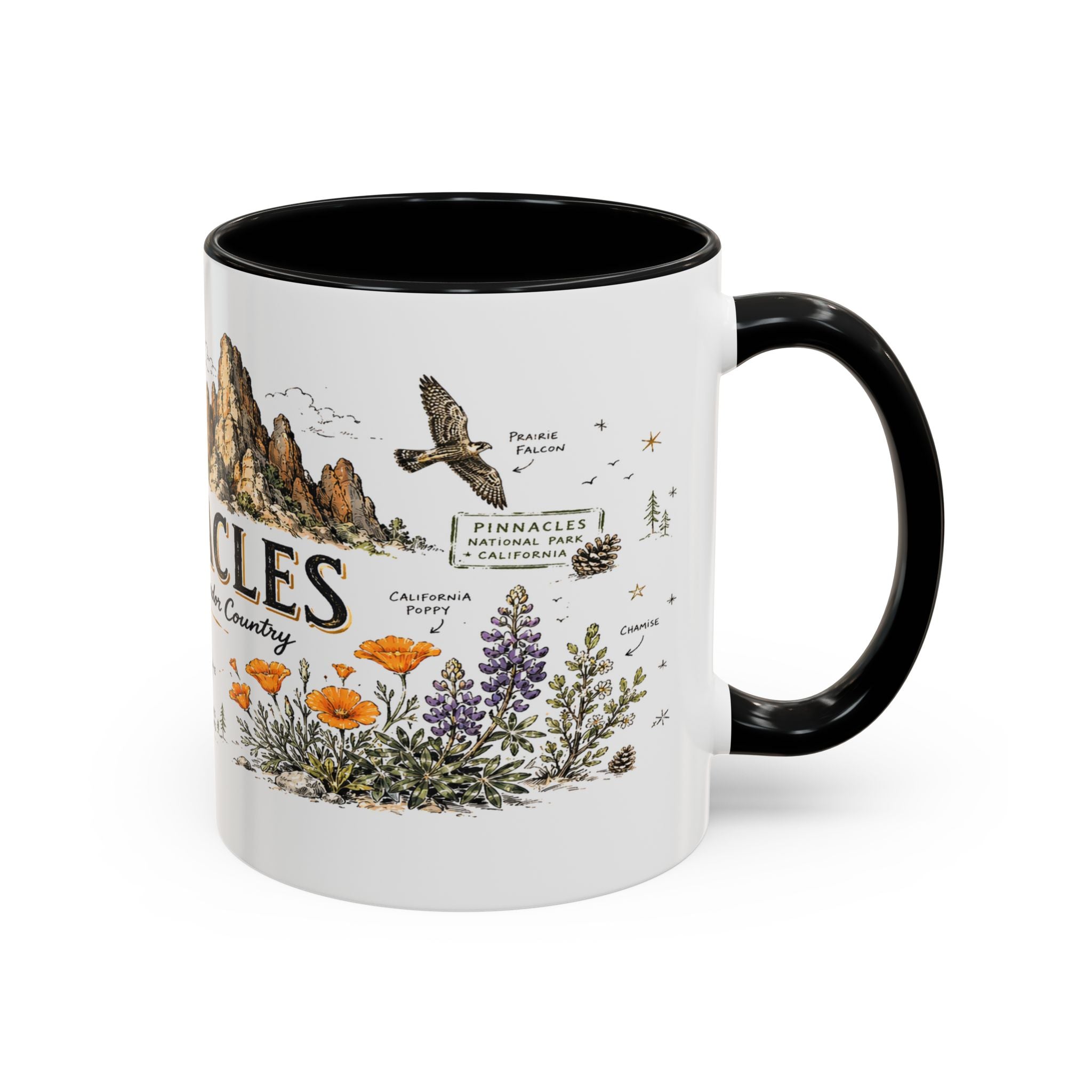 Pinnacles National Park Coffee Mug | California Rock Climbing Condor Gift | Accent Color Ceramic 11oz 15oz