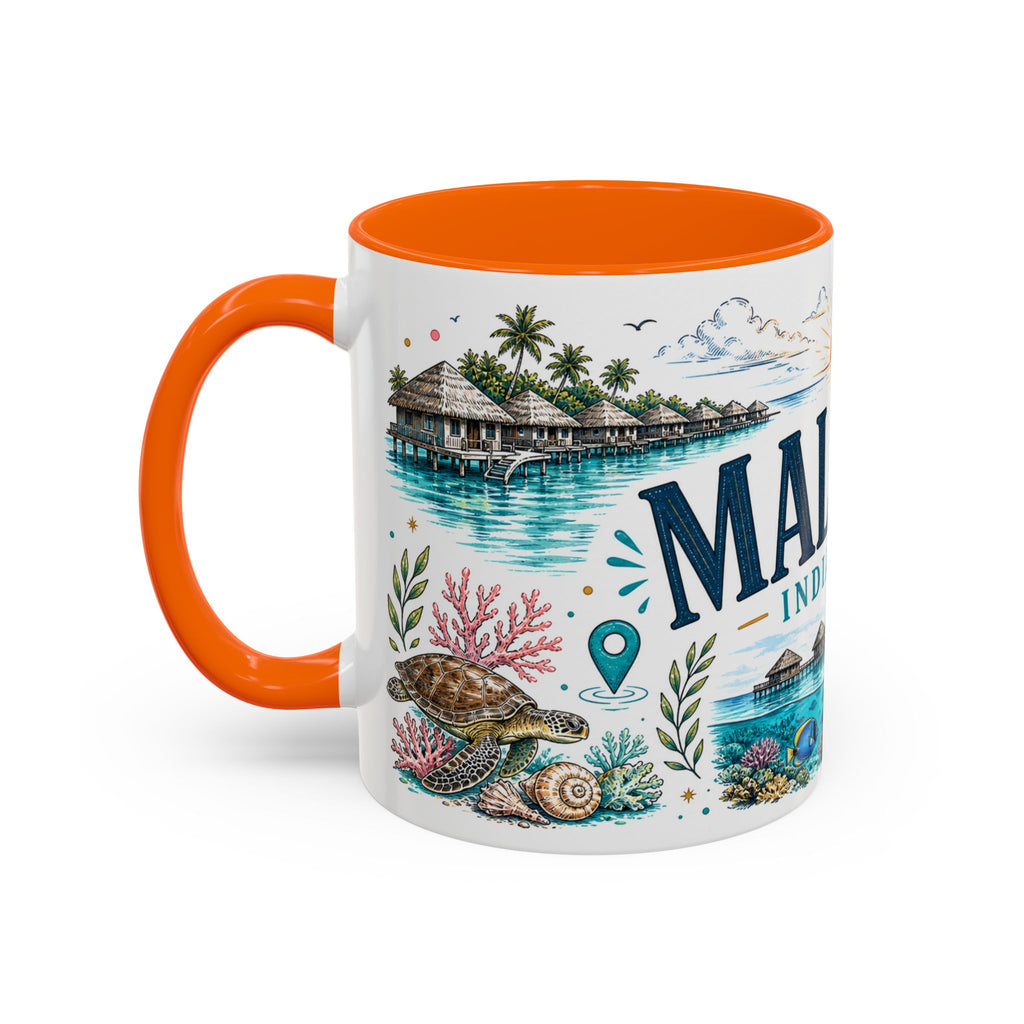 Maldives Coffee Mug | Travel Destination Souvenir Gift | Accent Color Ceramic 11oz 15oz